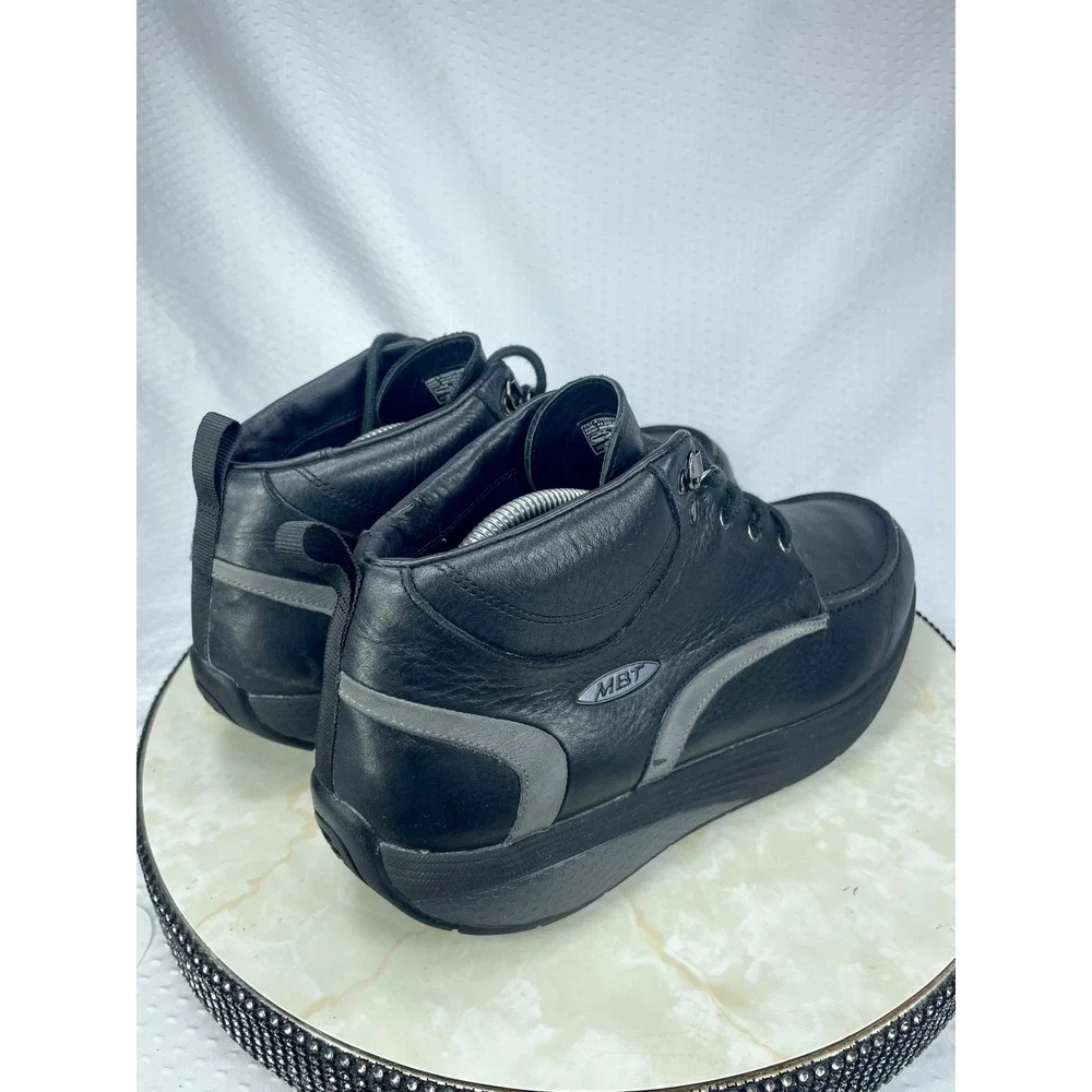 MBT Index Rocker Bottom Leather Boots Mens 10.5 Black Performance Vibram Shoes